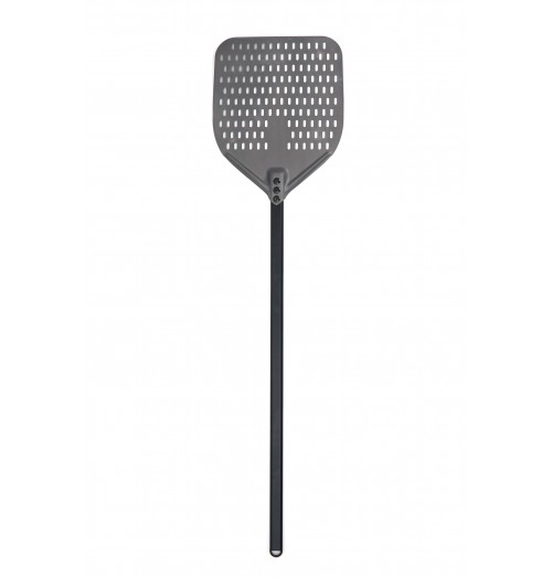 Paleta perforata pentru pizza, 300x350mm, aluminiu, maner cu lungimea de 1.5m