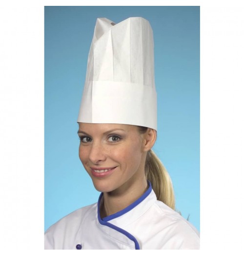 Set 10 bonete bucatar ajustabile din hartie, culoare alb, dimensiuni 230x277mm