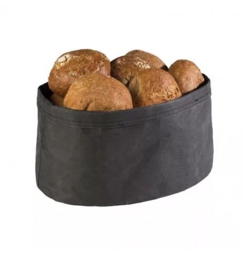 Cos oval pentru paine, dimensiuni 300x200x180mm, culoare negru, material 70% fibra naturala si 30% rasina sintetica