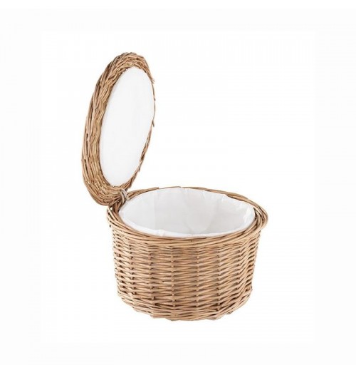 Cos rotund pentru oua fierte, cu capac, ratan, diametru 260mm, inaltime 170mm