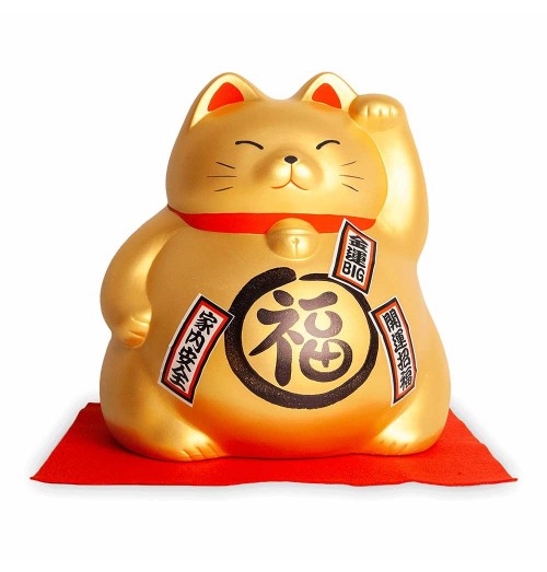 Pusculita pisicuta aurie Maneki Neko, dimensiuni 190x170x190hmm