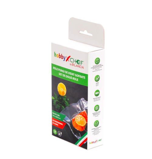 Set 2 role pungi pentru masinile de vidat alimente, gofrate, latime 200mm, lungime 6000mm
