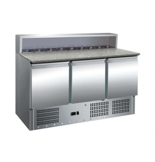 Banc refrigerant pentru pizza, capacitate neta 400 litri, temperatura de lucru +2/+8°C, dimensiuni interne 1295x595x500mm, dimensiuni externe 1365x700x1100mm, alimentare 220V, putere 230W, greutate neta 155kg