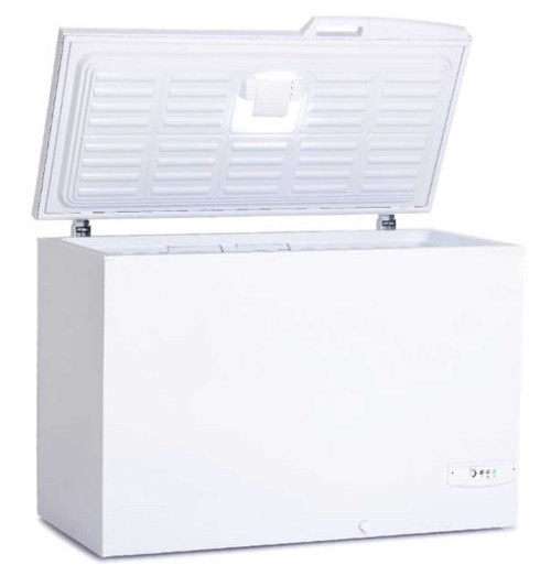 Lada de congelare cu capac solid, volum 330 litri, temperatura de lucru -15/-25°C termostat ajustabil,  grosime izolatie 60mm, gaz refrigerant R600a