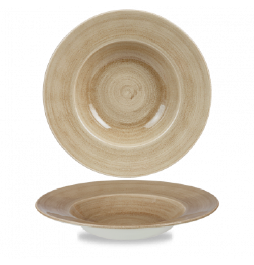 Farfurie adanca, portelan super-vitrifiat de culoare Antique Taupe glazurat pe toata suprafata, decorat manual, diametru 280mm