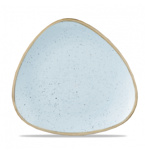 Farfurie triunghiulara, portelan super-vitrifiat de culoare Duck Egg Blue glazurat pe toata suprafata