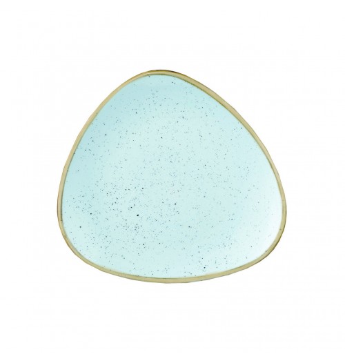 Farfurie triunghiulara, portelan super-vitrifiat de culoare Duck Egg Blue glazurat pe toata suprafata