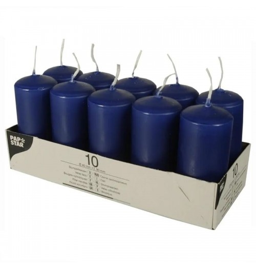 Set 10 lumanari, model Pillar, culoare albastru