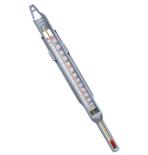 Termometru pentru zahar (caramel) si gem, functioneaza la temperaturi cuprinse intre +80°C/+200°C, sticla+polipropilena, lungime 360mm