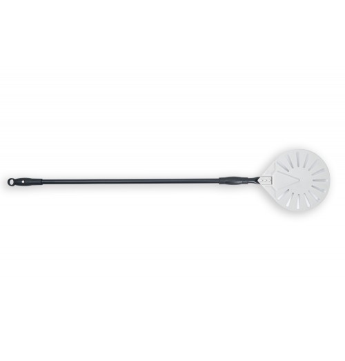 Paleta perforata pentru pizza, 220mm, aluminiu, maner cu lungimea de 1.42m
