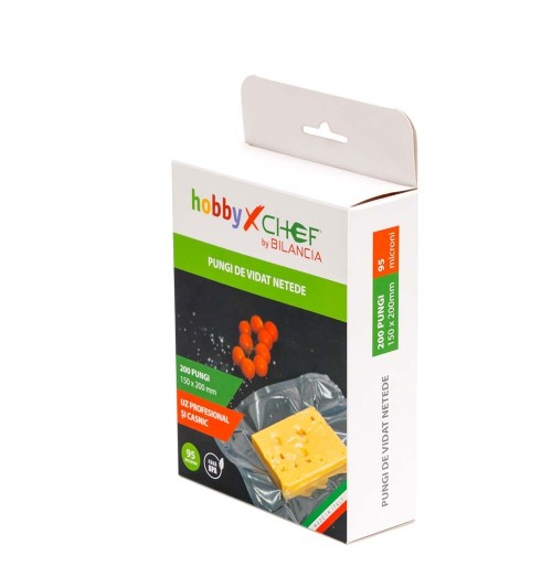 Set 100 pungi netede pentru masinile de vidat, grosime 95 microni, dimensiuni 150x200mm