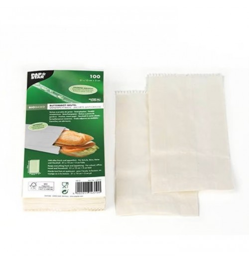 Set 100 pungi din hartie pentru sandwich-uri, dimensiuni 210x100mm, culoare alb