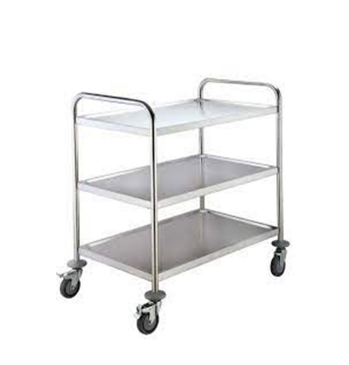 Carucior servire cu 3 planuri, inox, dimensiuni 860x540x940