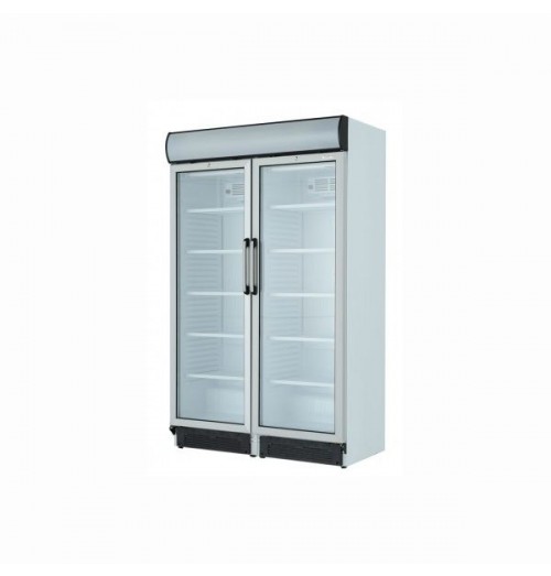 Vitrina dubla verticala de refrigerare cu canopy, 2 usi batante, temperatura de, lucru 1°C÷10°C