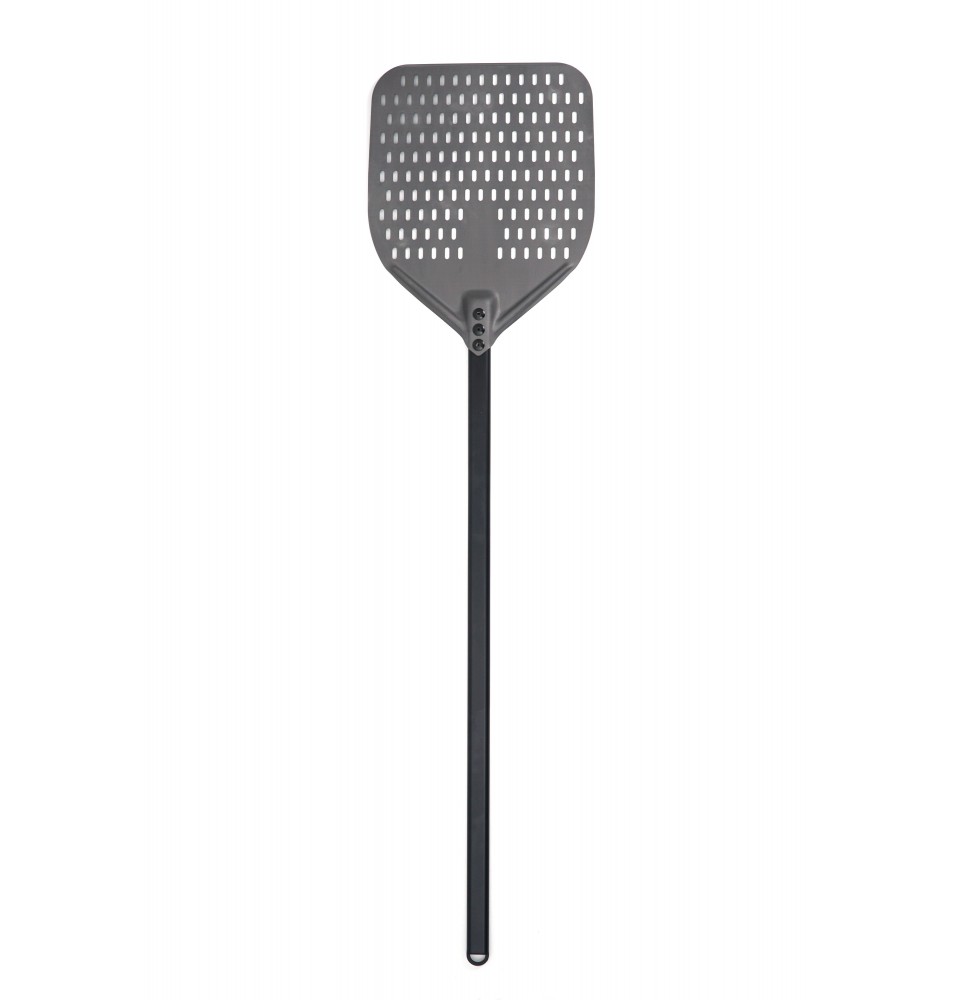 Paleta perforata pentru pizza, 300x350mm, aluminiu, maner cu lungimea de 1.5m