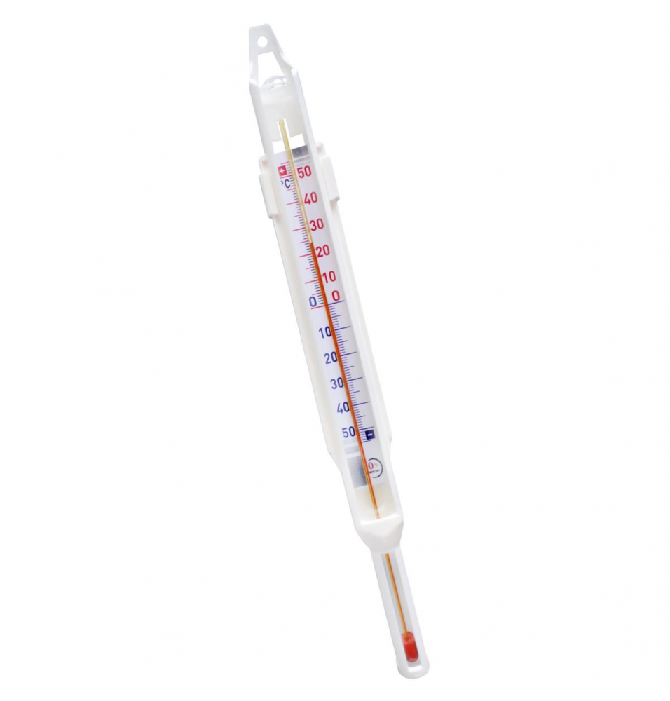 Termometru pentru frigider/congelator, functioneaza la temperaturi cuprinse intre -50°C/+50°C, structura sticla+polipropilena, lungime 355mm