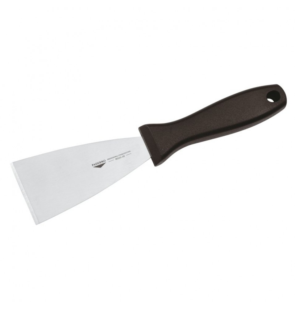 Spatula triunghiulara, inox, maner din polipropilena de culoare neagra, dimensiuni 120x100mm