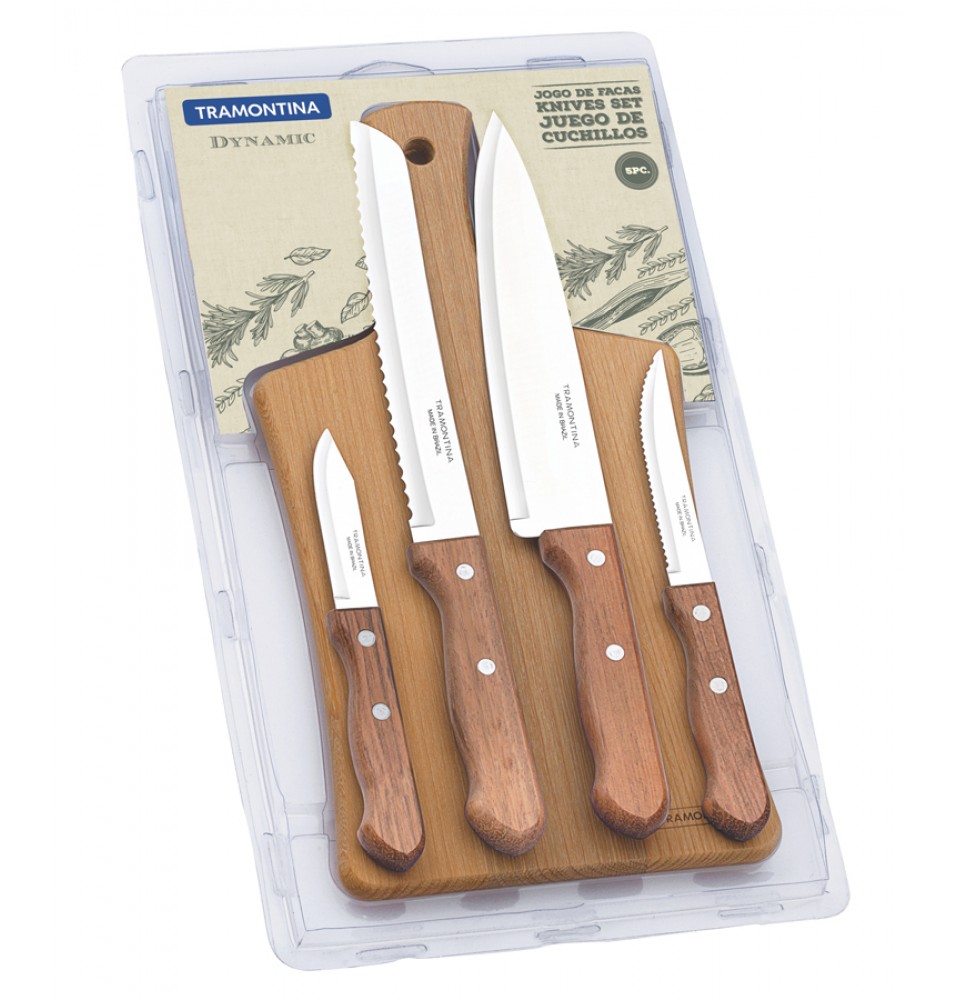 Set 4 cutite, inox, maner din lemn natural de Jatoba