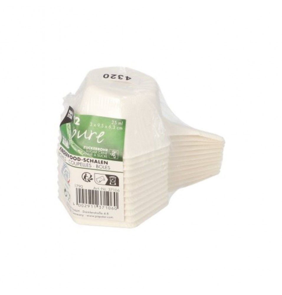 Set 12 boluri Hexagon, biodegradabile, Fingerfood -capacitate 25ml