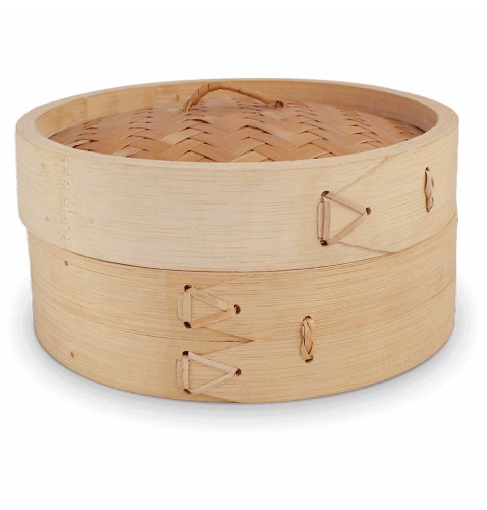 Cos din bambus pentru gatit la abur cu 1 nivel, diametru 150mm