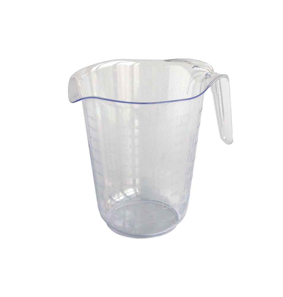 Cana gradata, capacitate 1 litru, din plastic transparent