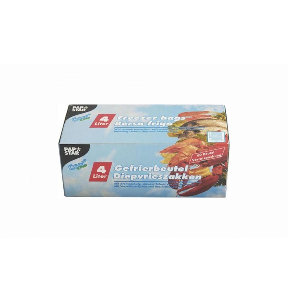 Set 60 pungi pentru congelare, grosime 35 microni, capacitate 4 litri