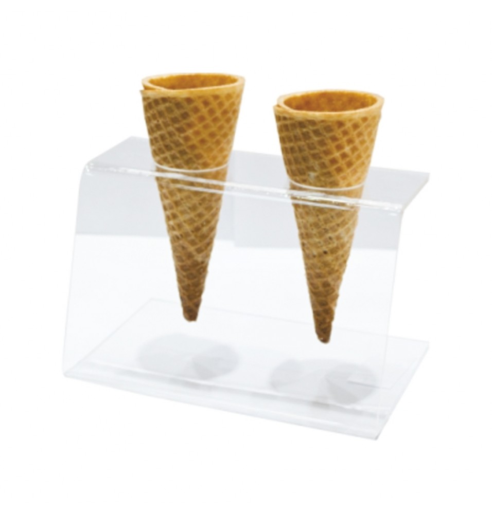 Suport cornete inghetata, 2 orificii, din plastic transparent