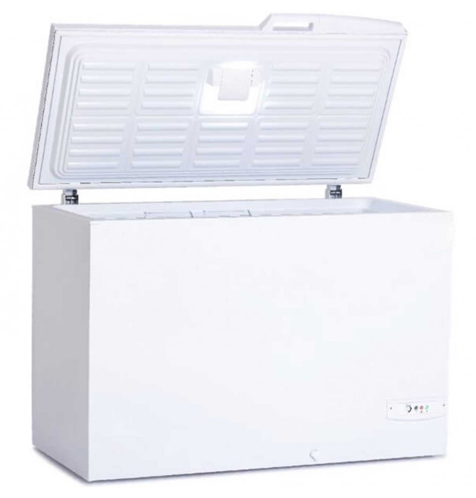 Lada de congelare cu capac solid, volum 330 litri, temperatura de lucru -15/-25°C termostat ajustabil,  grosime izolatie 60mm, gaz refrigerant R600a