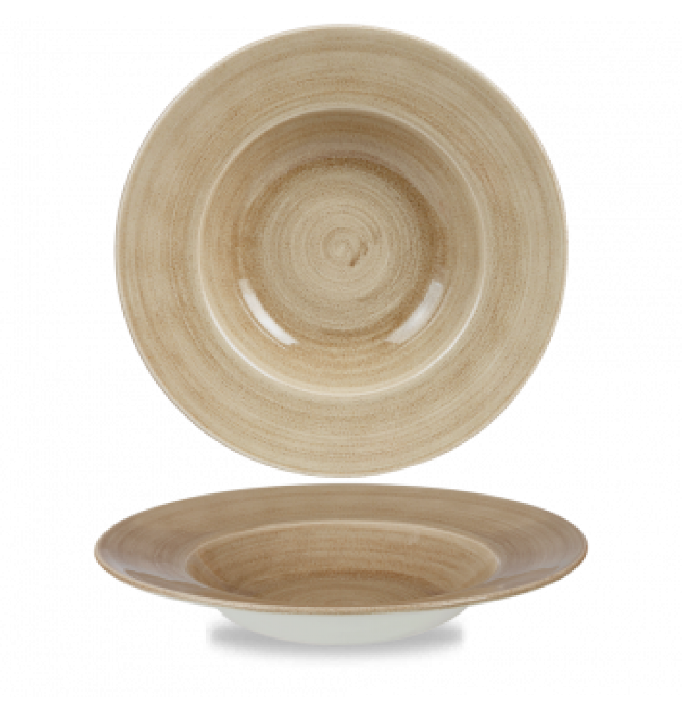 Farfurie adanca, portelan super-vitrifiat de culoare Antique Taupe glazurat pe toata suprafata, decorat manual, diametru 280mm