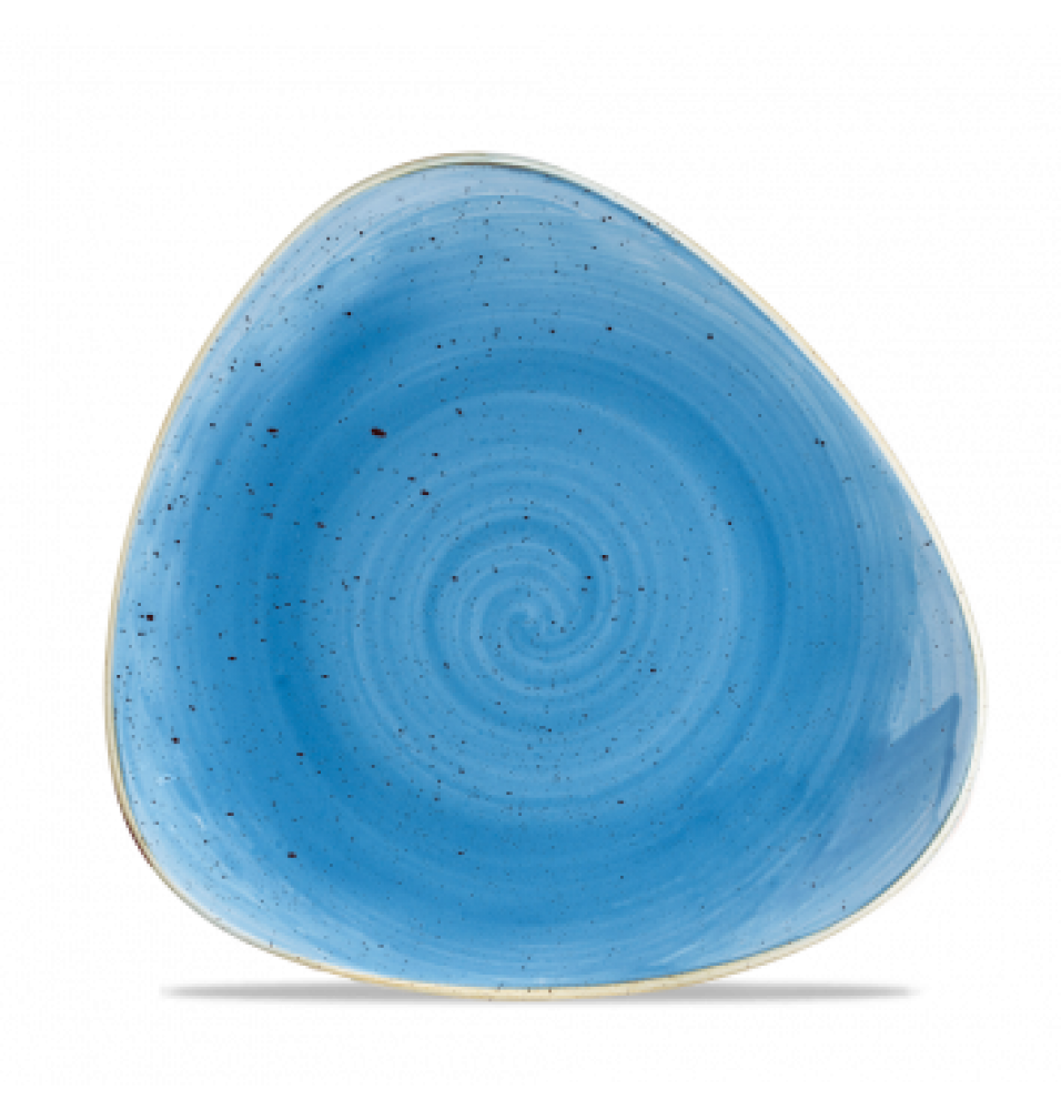 Farfurie triunghiulara, portelan super-vitrifiat de culoare Cornflower Blue glazurat pe toata suprafata, lungime 229mm