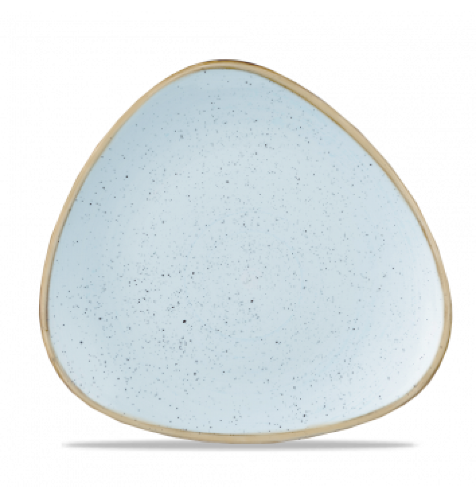 Farfurie triunghiulara, portelan super-vitrifiat de culoare Duck Egg Blue glazurat pe toata suprafata