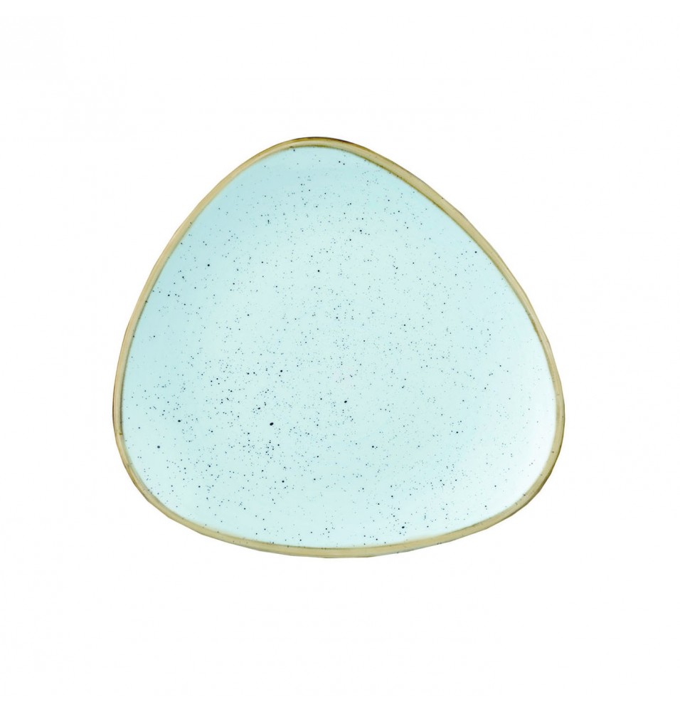 Farfurie triunghiulara, portelan super-vitrifiat de culoare Duck Egg Blue glazurat pe toata suprafata