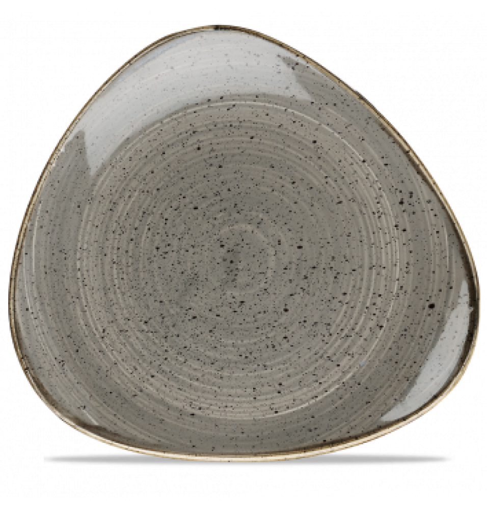 Farfurie triunghiulara, portelan super-vitrifiat de culoare Peppercorn Grey glazurat pe toata suprafata, lungime 311mm