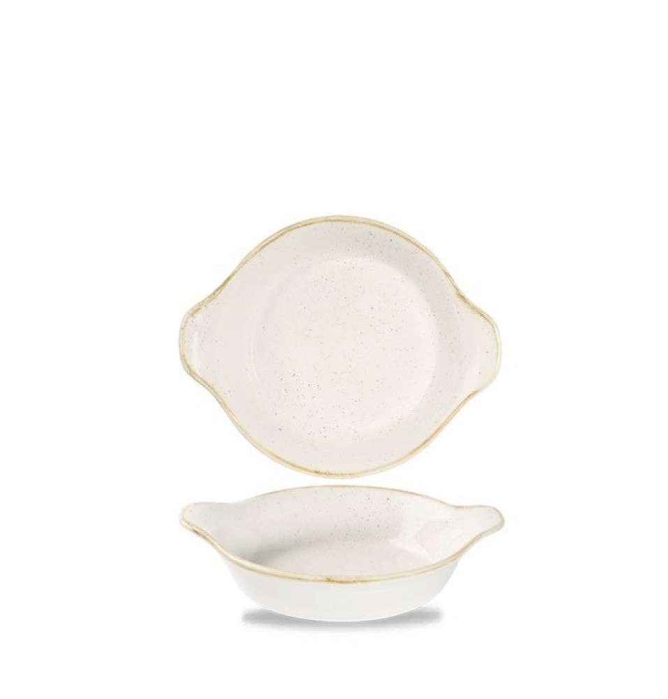 Platou oval, portelan super-vitrifiat de culoare Barley White glazurat pe toata suprafata, dimensiuni 205x113mm