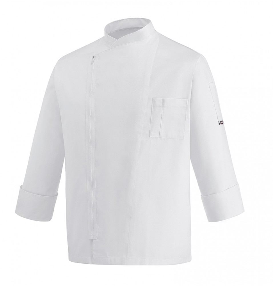 Tunica bucatar pentru barbati -cu fermoar, maneca lunga, culoare alba, marime XL