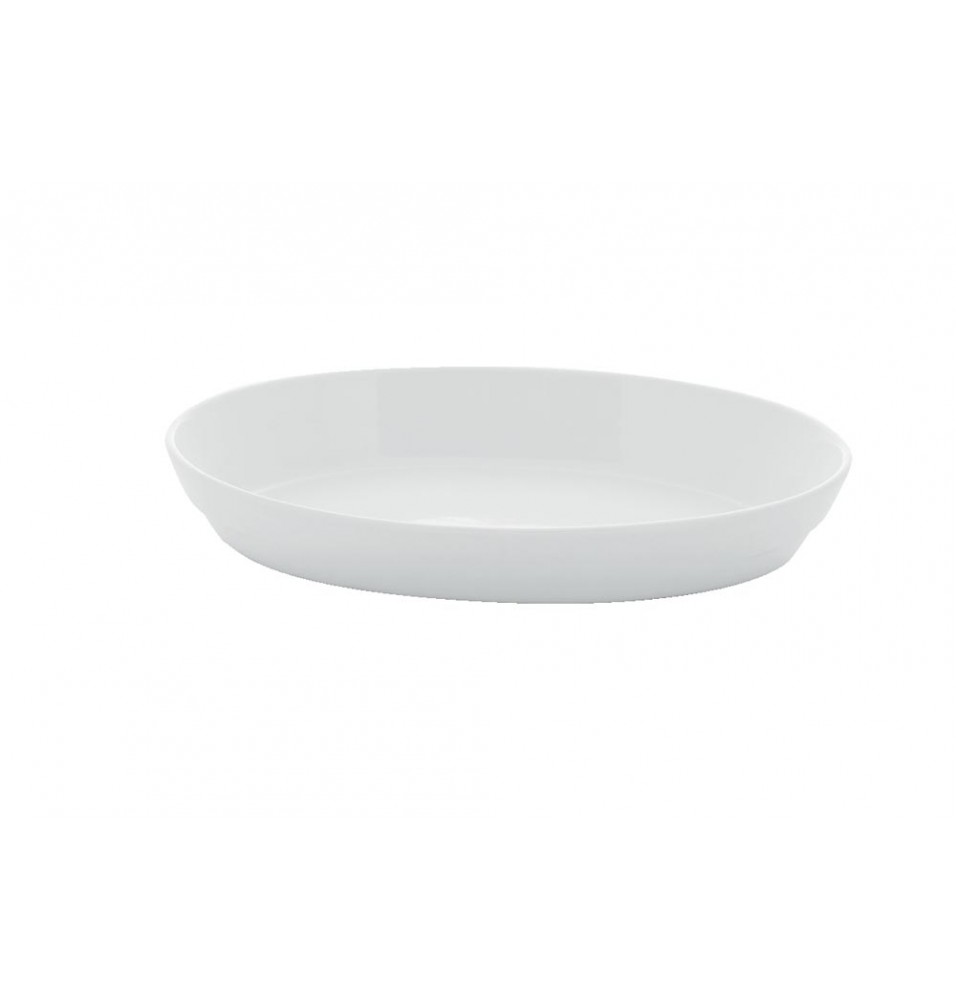 Platou oval din portelan alb, dimensiuni 400x240xh57mm, suprapozabil, linia Light