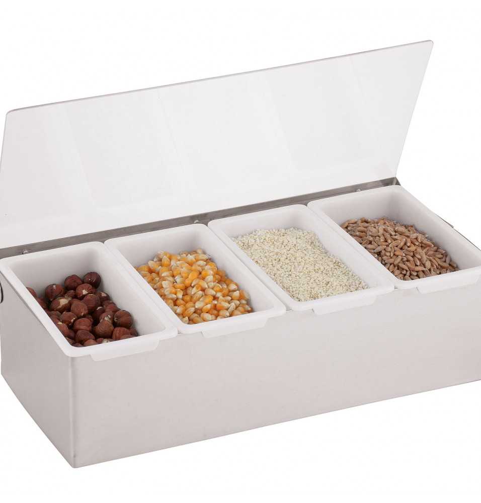 Port condimente, dreptunghiular, cu 6 compartimente, inox, dimensiuni 470x160x100mm