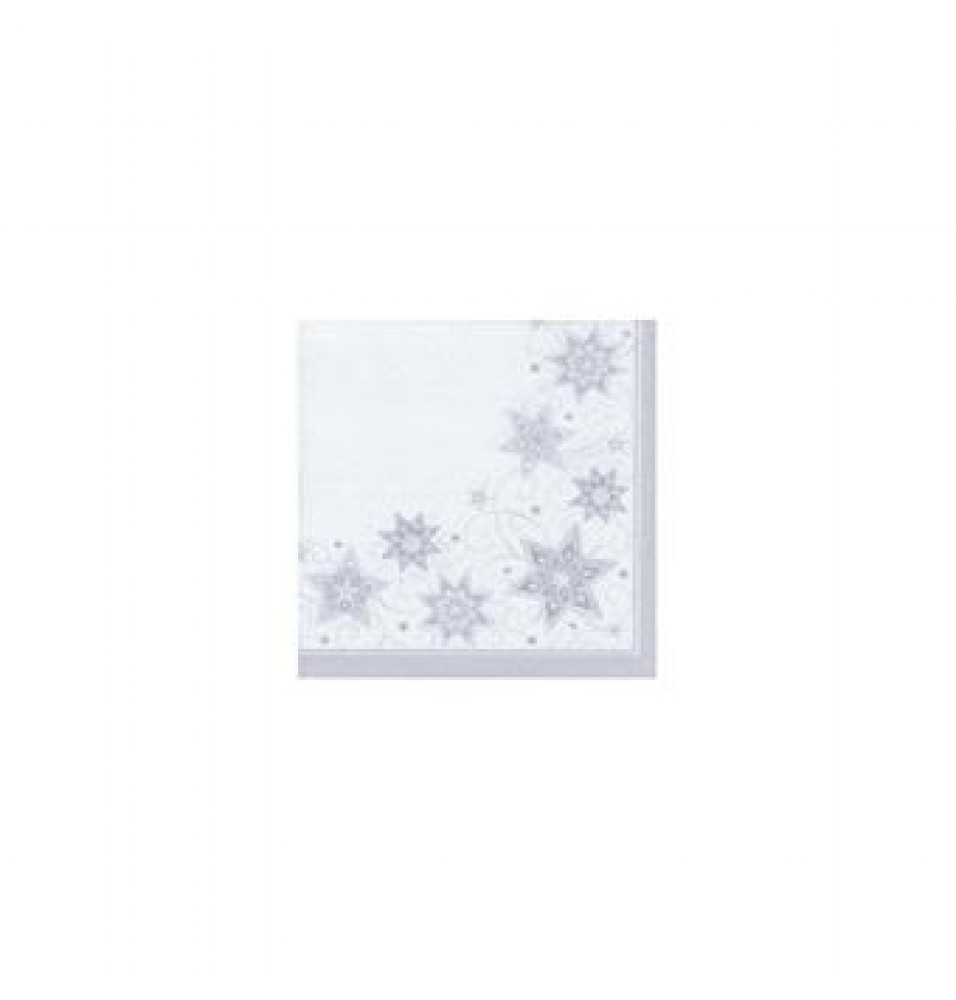 Set 20 servetele hartie Royal, model alb Just Stars, dimensiuni 400x400 mm