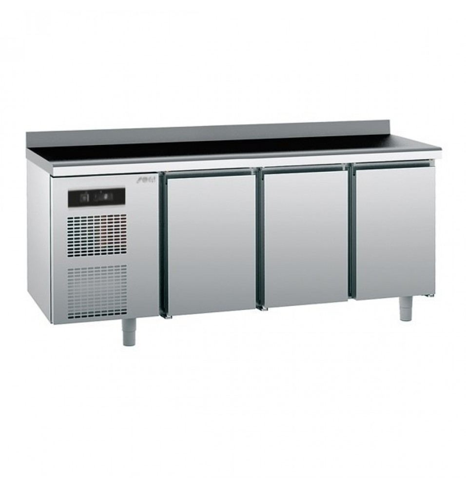 Masa rece inox cu 3 usi, blat de lucru inox, temperatura de lucru 0°C/+10°C, putere 550W