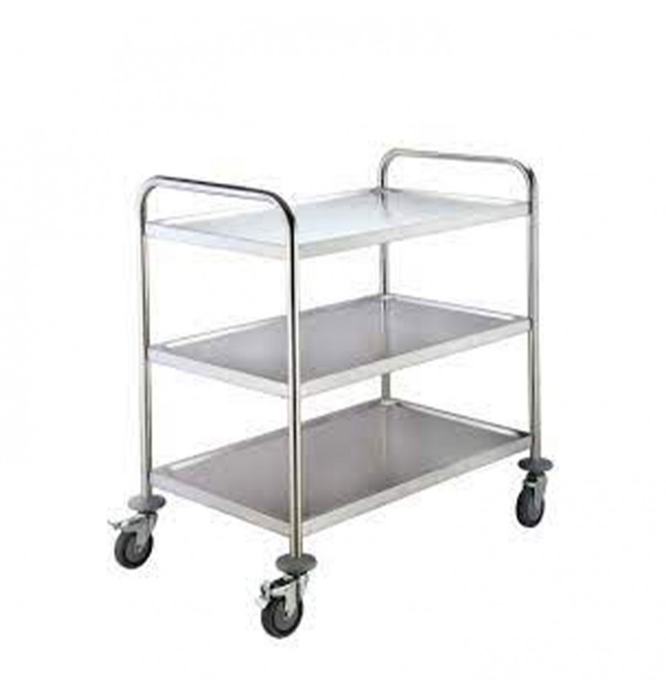 Carucior servire cu 3 planuri, inox, dimensiuni 860x540x940