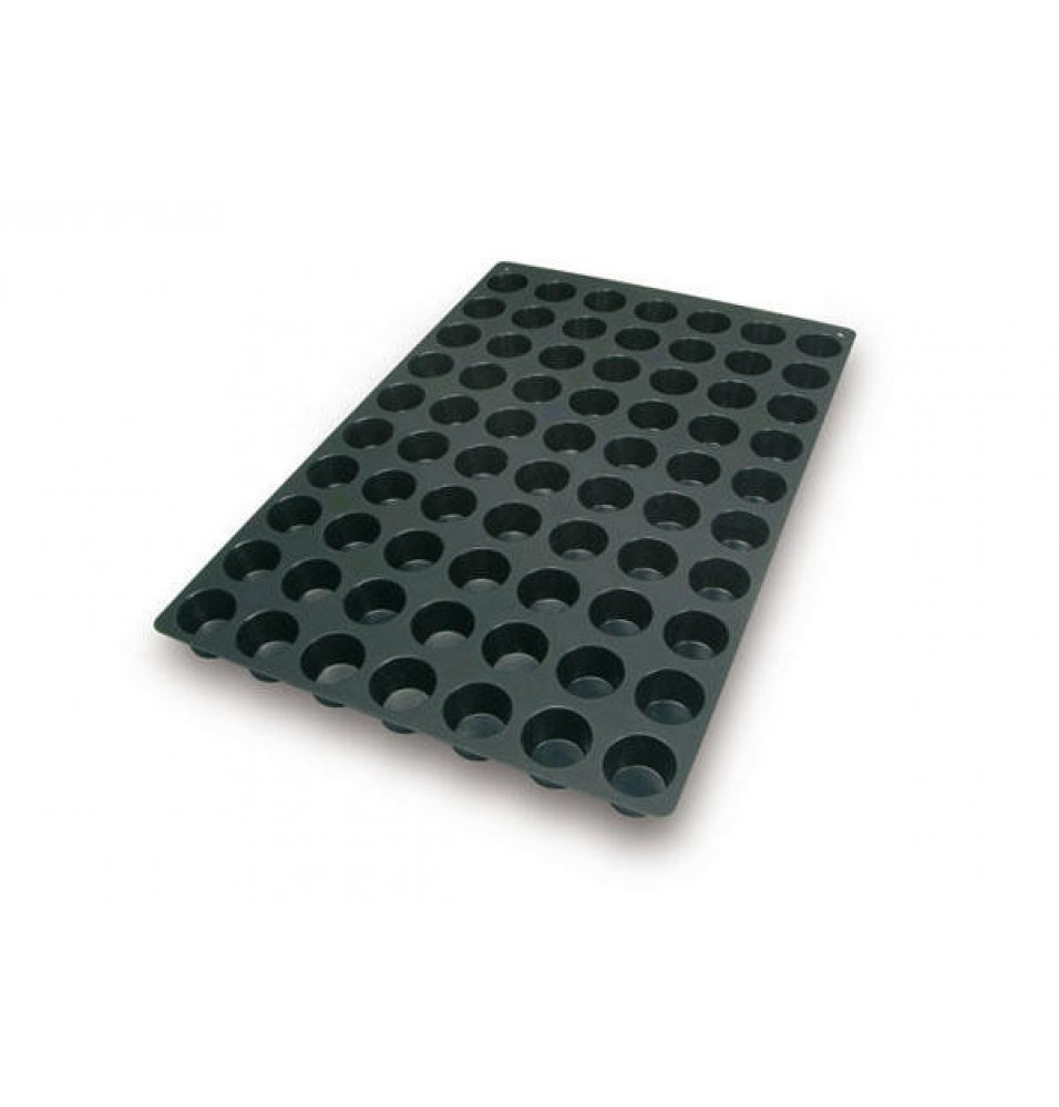 Forma pentru 70 mini muffin, silicon de culoare neagra, diametru forma 45mm, din silicon 