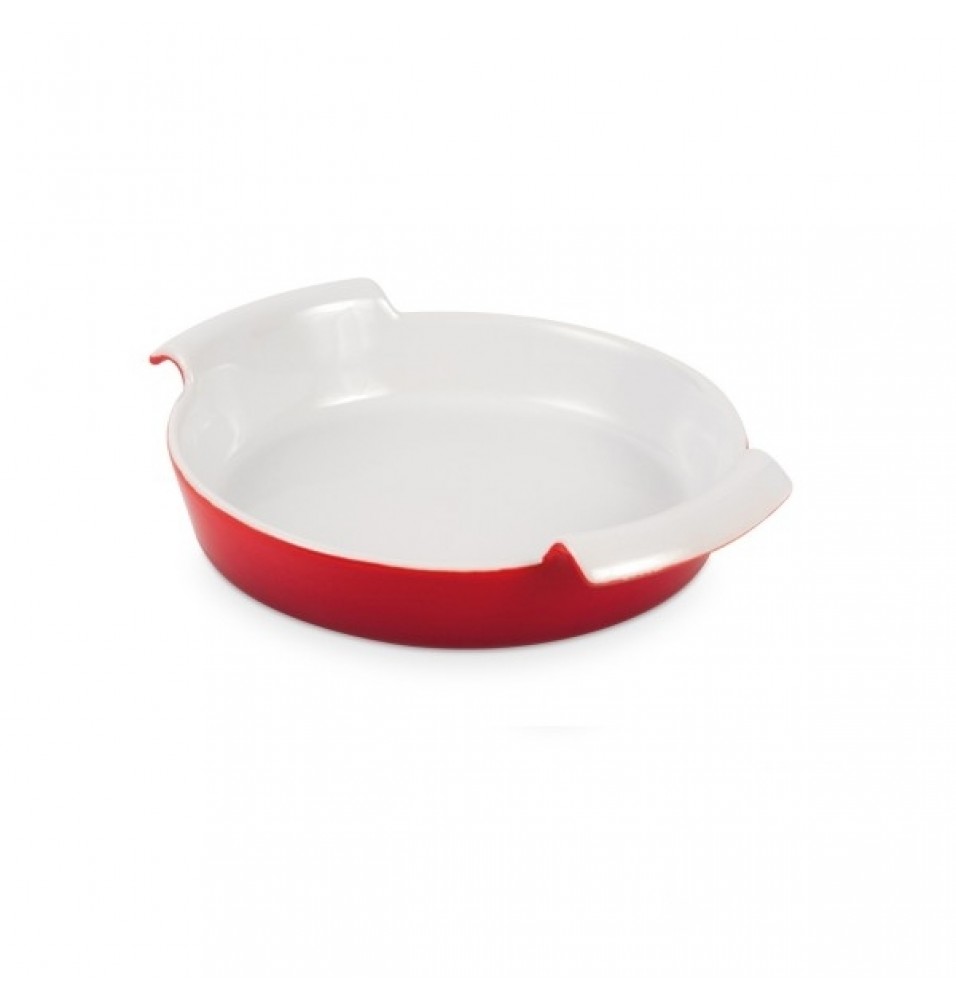 Vas rotund pentru servit, din ceramica rosie, dimensiuni 170x40 mm