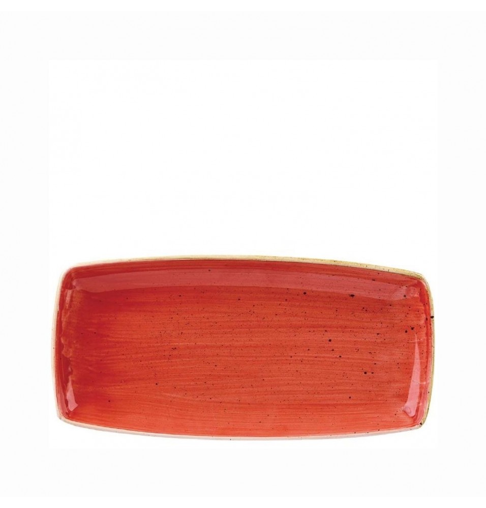 Platou dreptunghiular, linia Churchill-Stonecast, portelan super-vitrifiat de culoare Berry Red, glazurat pe toata suprafata, decorat manual, dimensiuni 295x150mm