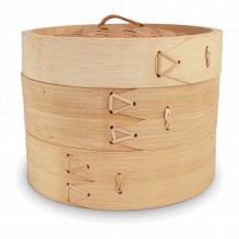 Cos din bambus pentru gatit la abur cu 2 nivele, diametru 200mm