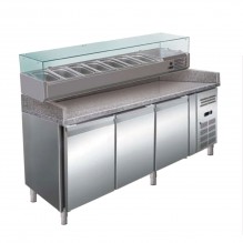Banc refrigerat pentru pizza, capacitate neta 635 litri, temperatura de lucru +2°C/+8°C, dimensiuni 2000x395x435mm,  alimentare 220V, putere 230W, greutate 37kg