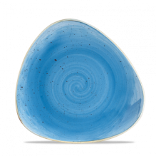 Farfurie triunghiulara, portelan super-vitrifiat de culoare Cornflower Blue glazurat pe toata suprafata, lungime 229mm