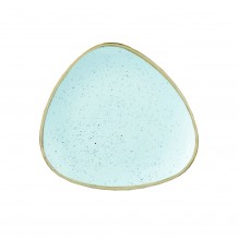 Farfurie triunghiulara, portelan super-vitrifiat de culoare Duck Egg Blue glazurat pe toata suprafata