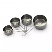 Set 4 ustensile pentru masurat: 1x 1/4 (60ml) + 1x 1/3 (80ml) + 1x 1/2 (125ml) + 1x 250ml, inox, lavabile in masina de spalat vase
