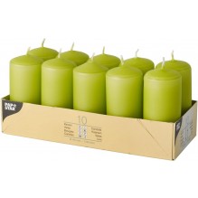 Set 10 lumanari, model Pillar, diametru 40 mm, inaltime 90 mm, culoare verde