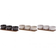 Set 3 boluri din ceramica cu suport din bambus